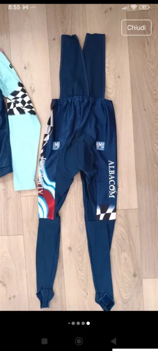 Completo ciclismo vintage Santini con logo Bianchi