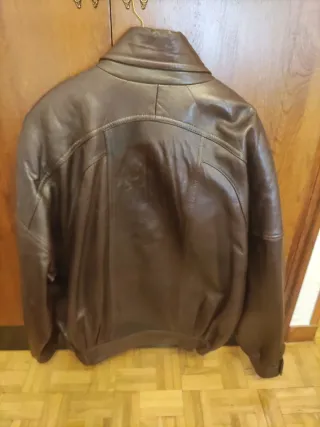 Cazadora Piel Caballero Marrón Acolchada