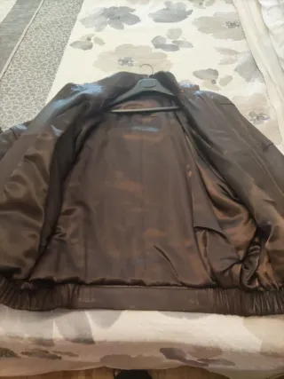 Cazadora Piel Caballero Marrón Acolchada