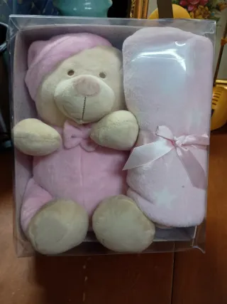 Osito Peluche y Mantita Bebé Nuevo