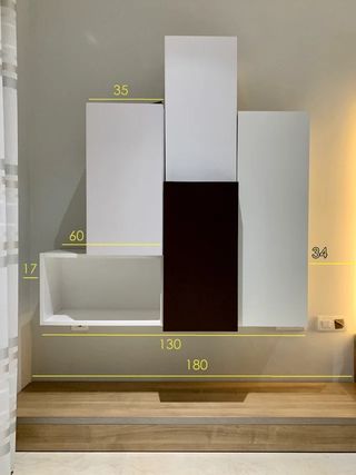 Mueble modular blanco y marrón