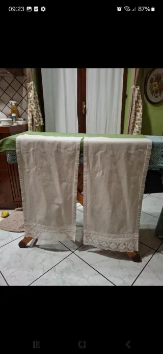 2 tendine artigianali in lino beige