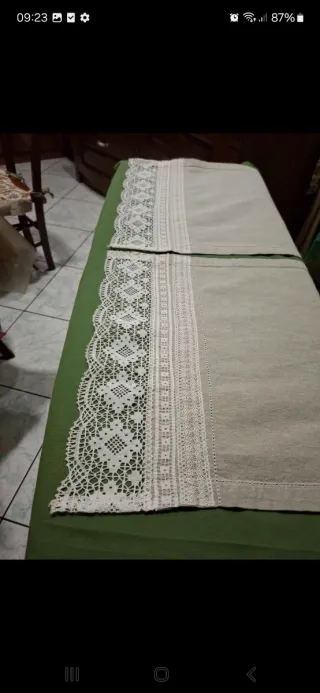 2 tendine artigianali in lino beige