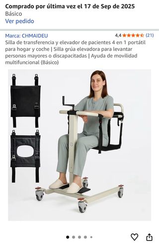 Silla de transferencia y elevador.
