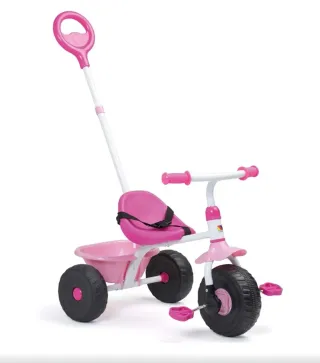 Triciclo rosa con empujador