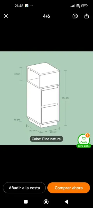 2 Mesitas de noche estrechas madera.