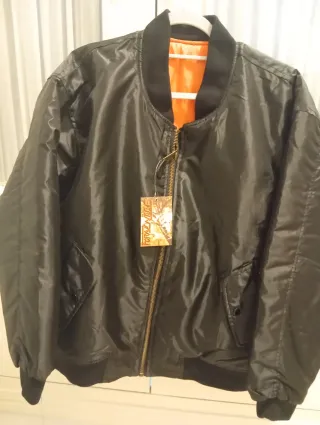 Chaqueta Bomber Negra Naranja talla M