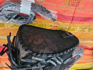 Borsa Desigual nera/oro con frange
