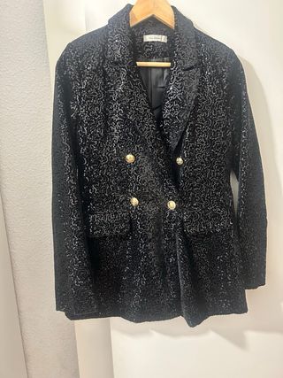 Blazer lentejuelas negro talla S