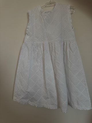 Vestido y cubrepañal Boboli blanco niña 36m