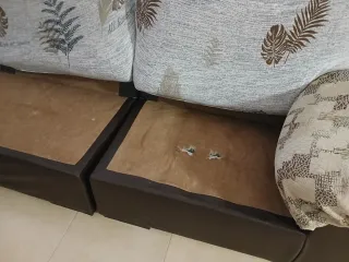 Sofá modular tela marrón y gris