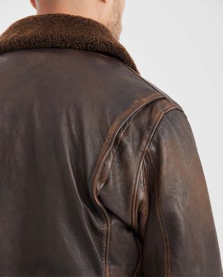 Chaqueta Bomber Piel Cordero Hombre Marrón