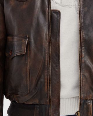 Chaqueta Bomber Piel Cordero Hombre Marrón