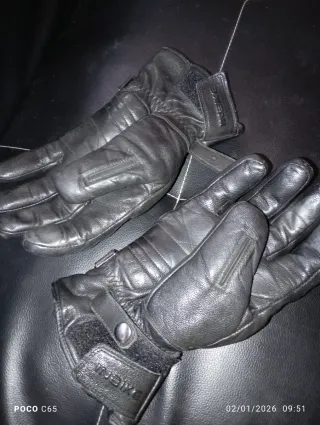 Guantes de Moto de Cuero Negro talla XL