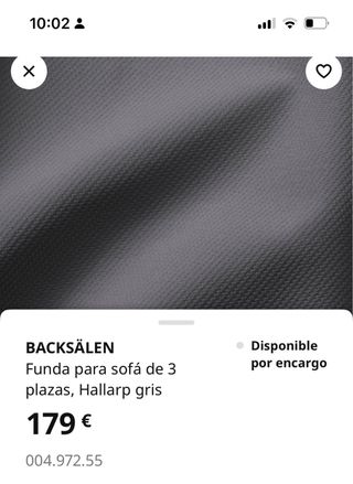 Funda sofá 2 plazas BACKSÄLEN IKEA gris