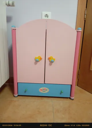 Armario Muñecas Baby Born Madera Rosa Azul