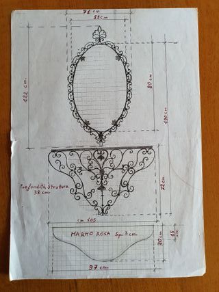 Consolle e specchio in ferro battuto fatta a mano