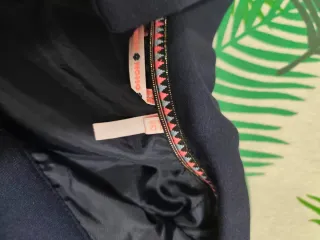 Conjunto americana y falda azul y naranja