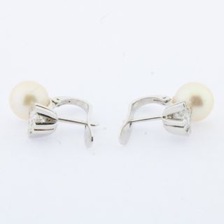 Pendientes Oro Blanco con Brillantes y Perla