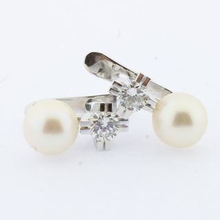 Pendientes Oro Blanco con Brillantes y Perla