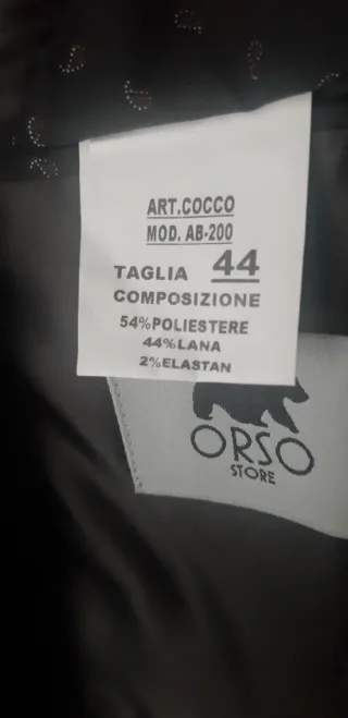 Abito Uomo Orso Store Grigio Lana Taglia 44