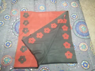 Sciarpa double face arancio e verde misto lana