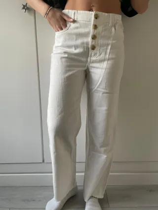 Pantalones Massimo Dutti blancos