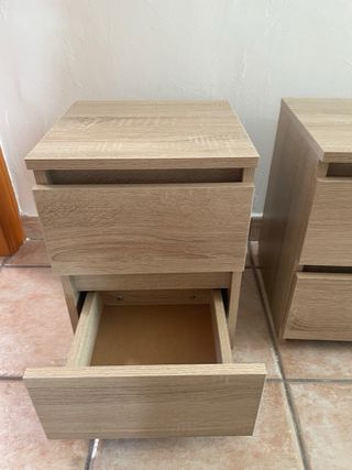 2 Mesitas de noche roble aglomerado 30x30x40