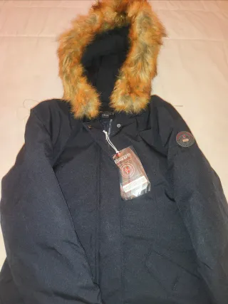 Abrigo azul marino Mujer Norway con Capucha