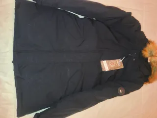 Abrigo azul marino Mujer Norway con Capucha