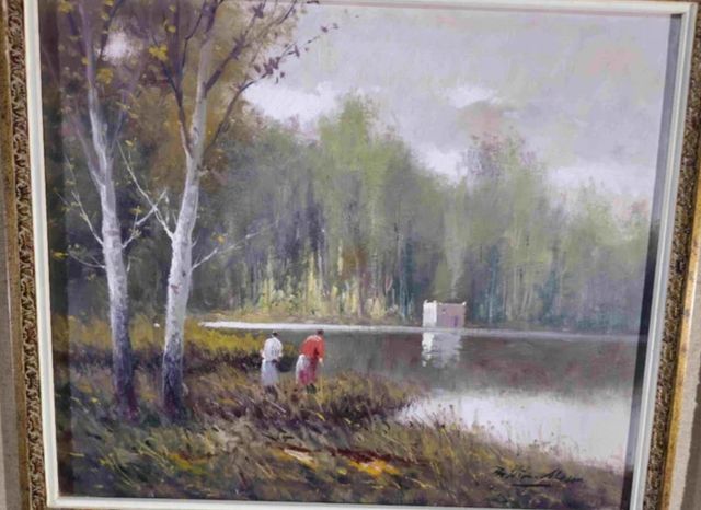 ENRIC BELTRAN MESSA CUADRO OLEO LAGO DE BANYOLES