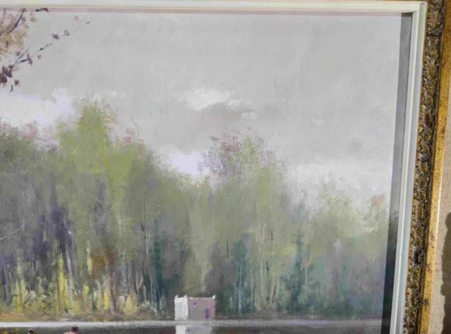 ENRIC BELTRAN MESSA CUADRO OLEO LAGO DE BANYOLES