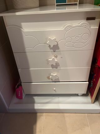 Cajonera infantil blanca con osito