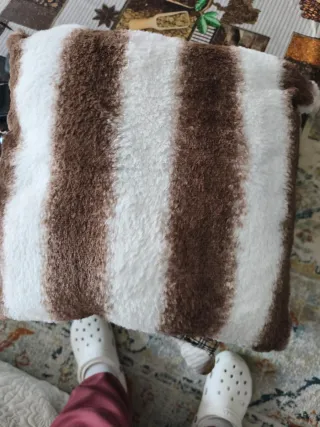 Pareja Cojines 40x40 Rayas Marrón y Blanco