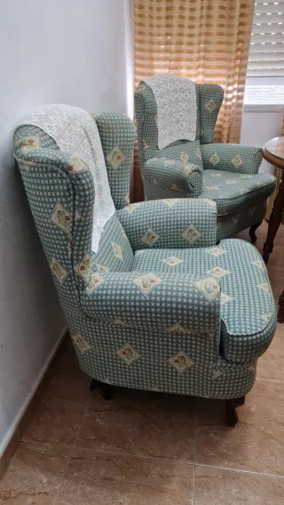 Conjunto de 2 Butacas verdes con estampado floral