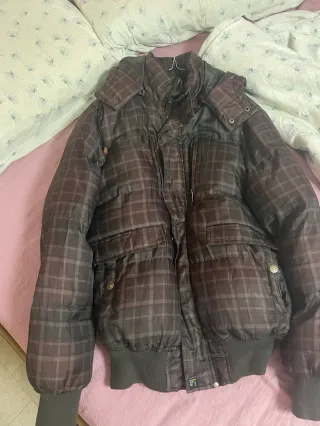 Giubbotto a quadri marrone e nero