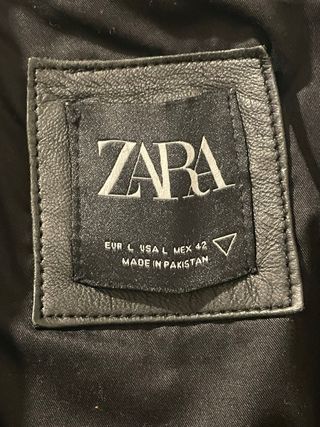 Cazadora Biker Piel Zara Hombre Negra