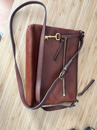 Bandolera Fossil Cuero Marrón Casi Nueva