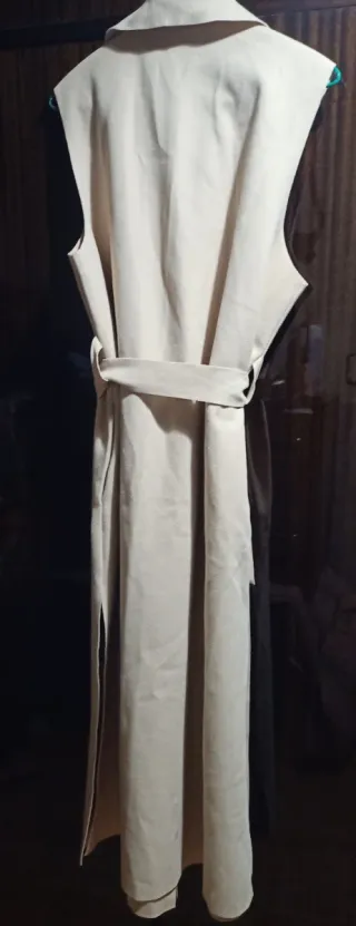 Chaleco largo beige mujer talla única