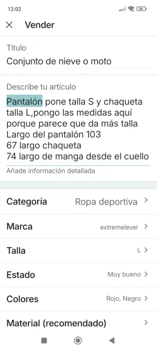 Conjunto de esquí/moto impecable