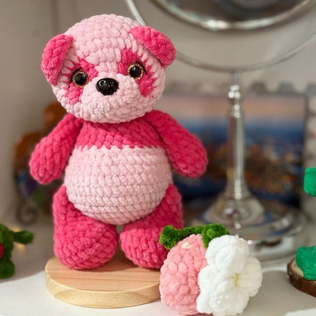 Osito de peluche Fresita rosa