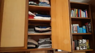 Mobile a ponte in legno e tessuto