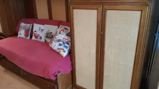 Mobile a ponte in legno e tessuto