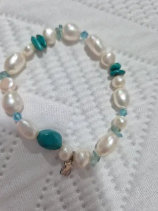 Pulsera Tous Perlas Turquesas y Abalorios