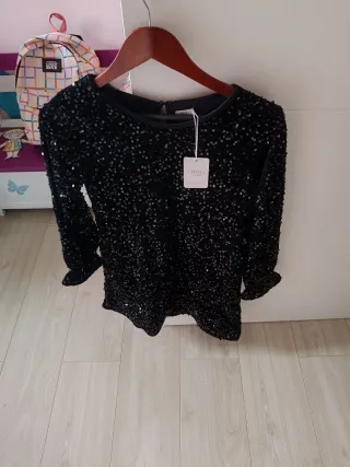 Vestido fiesta niña lentejuelas negro