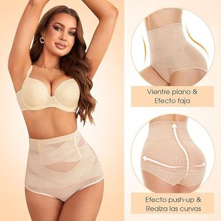 Faja reductora mujer cintura alta. Beige