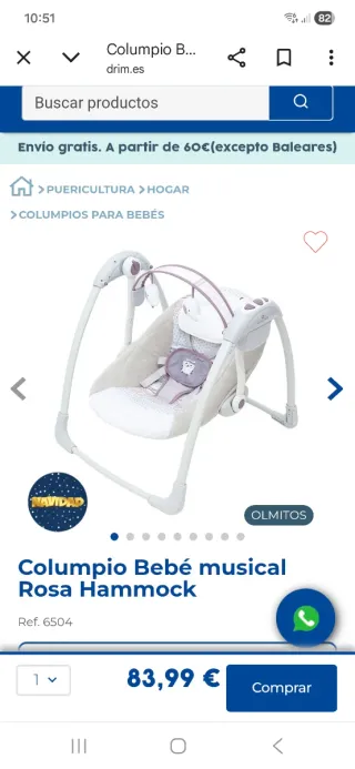 Hamaca balancín bebé Olmitos.