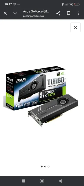 Tarjeta Gráfica Asus GeForce GTX 1070 Turbo