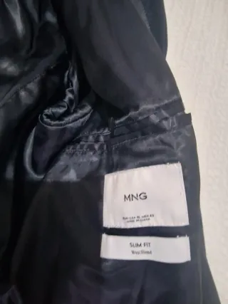 Abrigo Lana Mango Azul Marino Talla XL