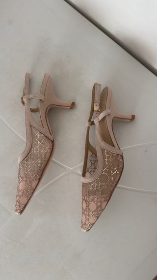 Scarpe slingback rosa con strass